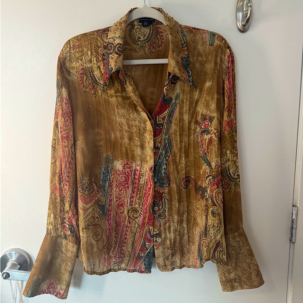 Vintage Piano Button Up Blouse